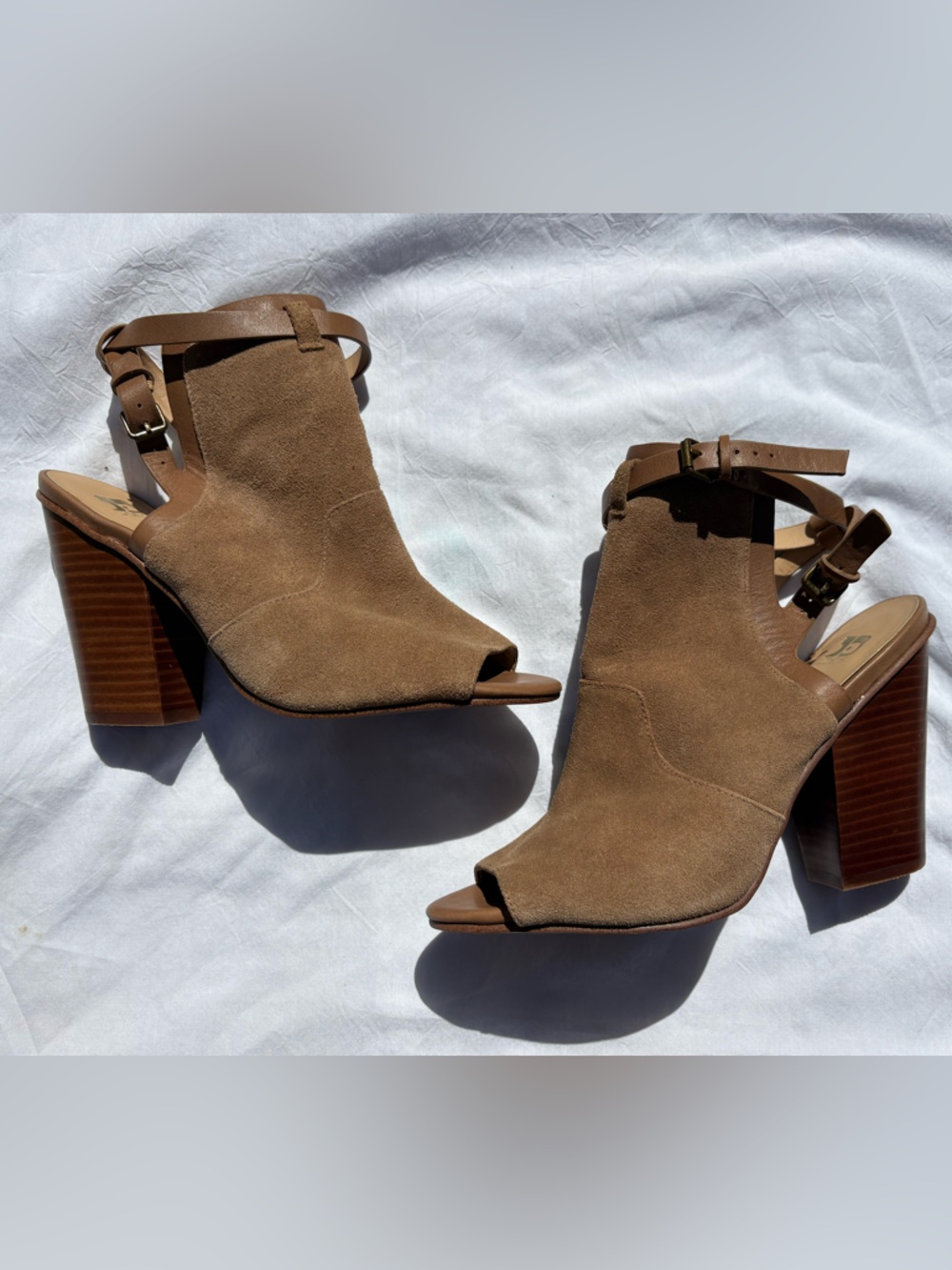 Joe’s Jeans Suede Block Heel Sandals | Boho Neutral Heels - Picture 2 of 6